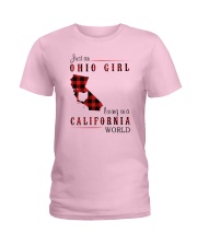 OHIO GIRL LIVING IN CALIFORNIA WORLD Ladies T-Shirt thumbnail