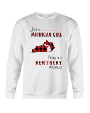 MICHIGAN GIRL LIVING IN KENTUCKY WORLD Crewneck Sweatshirt tile