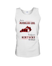 MICHIGAN GIRL LIVING IN KENTUCKY WORLD Unisex Tank tile