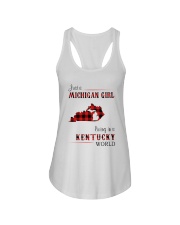 MICHIGAN GIRL LIVING IN KENTUCKY WORLD Ladies Flowy Tank tile