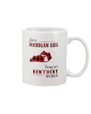 MICHIGAN GIRL LIVING IN KENTUCKY WORLD Mug tile