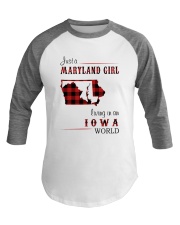 MARYLAND GIRL LIVING IN IOWA WORLD Baseball Tee thumbnail