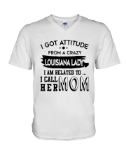 I GOT ATTITUDE FROM A CRAZY LOUISIANA LADY V-Neck T-Shirt thumbnail