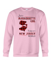 MASSACHUSETTS GIRL LIVING IN NEW JERSEY WORLD Crewneck Sweatshirt thumbnail