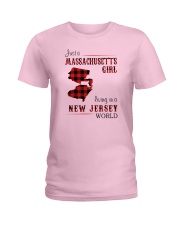 MASSACHUSETTS GIRL LIVING IN NEW JERSEY WORLD Ladies T-Shirt thumbnail