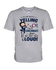 I'M A CINCINNATI GIRL WE JUST TALK LOUD V-Neck T-Shirt tile