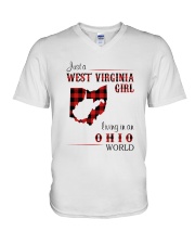 WEST VIRGINIA GIRL LIVING IN OHIO WORLD V-Neck T-Shirt thumbnail