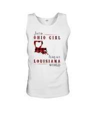 OHIO GIRL LIVING IN LOUISIANA WORLD Unisex Tank tile