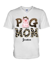 Personalized Pig Mom V-Neck T-Shirt tile