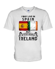 LIVE IN SPAIN BEGAN IN IRELAND V-Neck T-Shirt tile