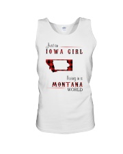 IOWA GIRL LIVING IN MONTANA WORLD Unisex Tank thumbnail