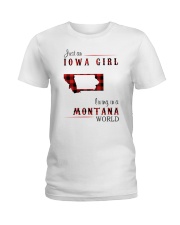 IOWA GIRL LIVING IN MONTANA WORLD Ladies T-Shirt thumbnail
