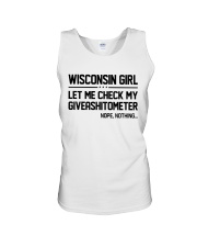 WISCONSIN GIRL LET ME CHECK MY GIVERASHITOMETER Unisex Tank thumbnail
