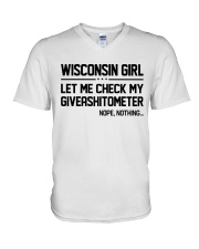 WISCONSIN GIRL LET ME CHECK MY GIVERASHITOMETER V-Neck T-Shirt thumbnail