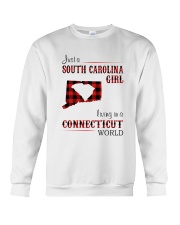 SOUTH CAROLINA GIRL LIVING IN CONNECTICUT WORLD Crewneck Sweatshirt thumbnail