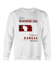 WISCONSIN GIRL LIVING IN KANSAS WORLD Crewneck Sweatshirt thumbnail