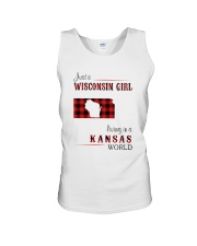 WISCONSIN GIRL LIVING IN KANSAS WORLD Unisex Tank thumbnail