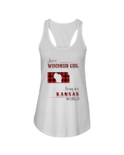 WISCONSIN GIRL LIVING IN KANSAS WORLD Ladies Flowy Tank thumbnail