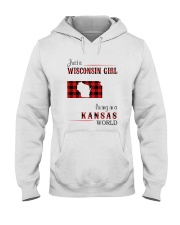 WISCONSIN GIRL LIVING IN KANSAS WORLD Hooded Sweatshirt thumbnail