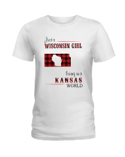 WISCONSIN GIRL LIVING IN KANSAS WORLD Ladies T-Shirt thumbnail