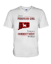 PERUVIAN GIRL LIVING IN CONNECTICUT WORLD V-Neck T-Shirt tile