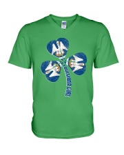 Louisiana Flag Clover Leaf V-Neck T-Shirt tile