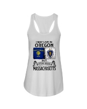 LIVE IN OREGON BEGAN IN MASSACHUSETTS Ladies Flowy Tank tile