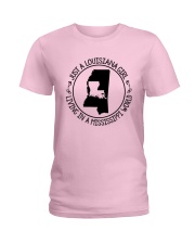 LOUISIANA GIRL LIVING IN A MISSISSIPPI WORLD Ladies T-Shirt thumbnail