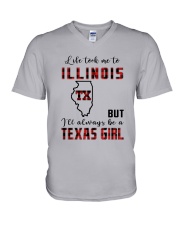 LIFE TOOK TO ILLINOIS BUT ALWAYS TEXAS GIRL V-Neck T-Shirt thumbnail