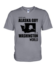 JUST AN ALASKA GUY IN A WASHINGTON WORLD V-Neck T-Shirt thumbnail
