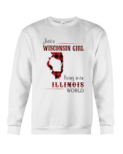 WISCONSIN GIRL LIVING IN ILLINOIS WORLD Crewneck Sweatshirt thumbnail