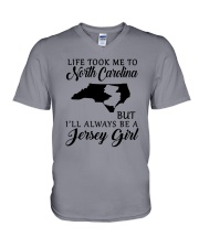 LIFE TOOK ME TO NORTH CAROLINA BUT A JERSEY GIRL V-Neck T-Shirt thumbnail