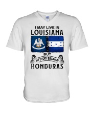 LIVE IN LOUISIANA BEGAN IN HONDURAS V-Neck T-Shirt thumbnail