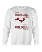 SOUTH DAKOTA GIRL LIVING IN NORTH CAROLINA WORLD Crewneck Sweatshirt tile