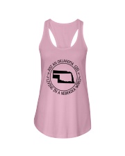 OKLAHOMA GIRL LIVING IN NEBRASKA WORLD Ladies Flowy Tank tile