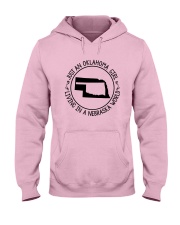 OKLAHOMA GIRL LIVING IN NEBRASKA WORLD Hooded Sweatshirt tile