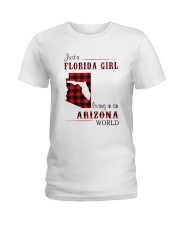 FLORIDA GIRL LIVING IN ARIZONA WORLD Ladies T-Shirt tile