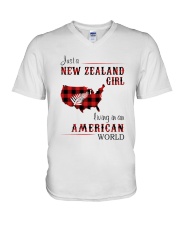 NEW ZEALAND GIRL LIVING IN AMERICAN WORLD V-Neck T-Shirt thumbnail
