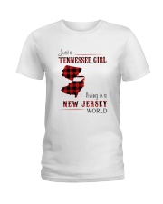 TENNESSEE GIRL LIVING IN NEW JERSEY WORLD Ladies T-Shirt thumbnail