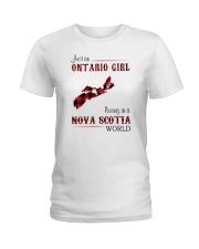 ONTARIO GIRL LIVING IN NOVA SCOTIA WORLD Ladies T-Shirt thumbnail