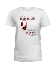 INDIANAN GIRL LIVING IN ILLINOIS WORLD Ladies T-Shirt thumbnail