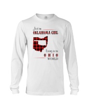 OKLAHOMA GIRL LIVING IN OHIO WORLD Long Sleeve Tee tile