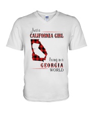 CALIFORNIA GIRL LIVING IN GEORGIA WORLD V-Neck T-Shirt thumbnail