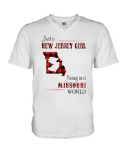 JERSEY GIRL LIVING IN MISSOURI WORLD V-Neck T-Shirt thumbnail