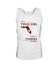 TEXAS GIRL LIVING IN FLORIDA WORLD Unisex Tank tile