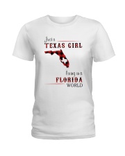 TEXAS GIRL LIVING IN FLORIDA WORLD Ladies T-Shirt tile