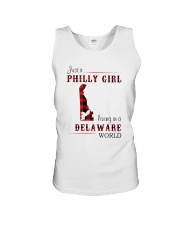 PHILLY GIRL LIVING IN DELAWARE WORLD Unisex Tank thumbnail