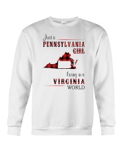 PENNSYLVANIA GIRL LIVING IN VIRGINIA WORLD Crewneck Sweatshirt tile