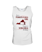 PENNSYLVANIA GIRL LIVING IN VIRGINIA WORLD Unisex Tank tile