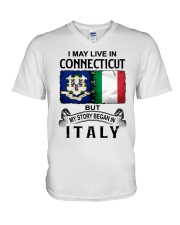 LIVE IN CONNECTICUT BEGAN IN ITALY V-Neck T-Shirt tile